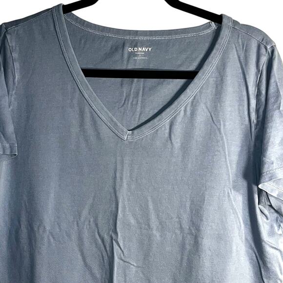 Old Navy EveryWear Jersey V-Neck T-Shirt Blue Dove Women’s Large - Picture 2 of 8